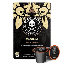 DEATH WISH COFFEE - Naturally Flavored Vanilla Coffee Pods (10 Count)  - £17.22 GBP