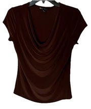 Suzie In The City Chocolate Cowl Neck Short Sleeve Blouse Size M - $285.21 MXN