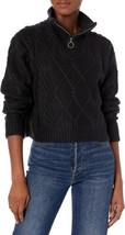 BCBGeneration Womens Mixed-Stitch Zip-Neck Sweater, Medium, Black - $69.95