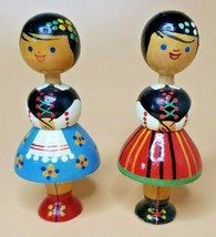 Vintage Russian Wooden Dolls 3.25&quot; Tall hand Painted (U25/9) - £15.79 GBP