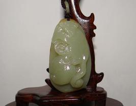 2.5&quot; China Certified Nature Nephrite Hetian Jade Longevity Ape Pendants - £43.29 GBP