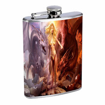 Dragons D40 Flask 8oz Stainless Steel Hip Drinking Whiskey Mythical Fantasy - £11.83 GBP