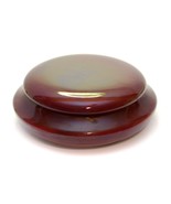 Vintage Ceramic Glaze Burgundy Round Powder Vanity Trinket Box 6&quot; - $285.92 MXN