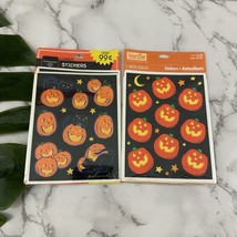 Hallmark Vintage 90s Halloween Stickers Lot of 2 Black Cats Jack-o-lantern - $14.84