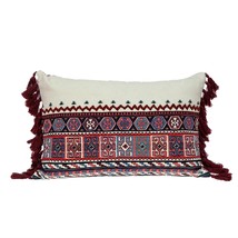 Multicolor Lumbar Throw Pillow with Tassels - £40.70 GBP