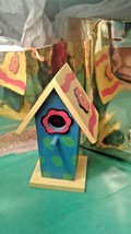 Handmade multi - color 1960s style birdhouse handcrafted in Sri Lanka clean - £0.78 GBP