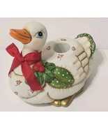 Vintage 1987 Geo Z Lefton Patchwork Christmas Duck Goose Candle Holder 0... - €11,19 EUR