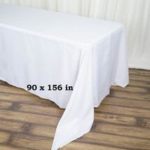 White - 5PCS 90x156&quot; Polyester Rectangle Tablecloths Wedding Party - £93.85 GBP