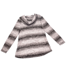 T by Talbots Black &amp; Gray Melange Stripe Cowl Neck Pullover Sweater Size... - £16.67 GBP