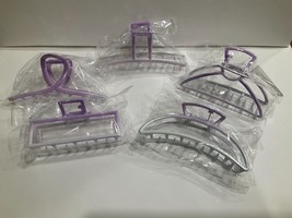 Gift Box 5 Pack Purple Metal Jumbo Hair Claw Clip Large Strong Hold (B1) - £11.98 GBP
