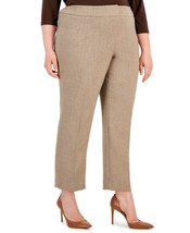 Kasper Plus Size Slim-Leg Pebble Pants - Bronzite - $17.00