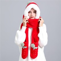Strawberry Plush Handwarmer Scarf Hat Combo | Fleece Winter Headwrap Cover - £47.16 GBP