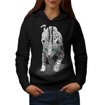 Wellcoda Panther Blue Eyes Animal Womens Hoodie, Big Casual Hooded Sweatshirt - £28.73 GBP