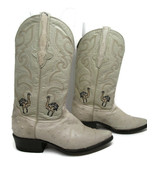 Rodeo MAX Ostrich Leather Cowboy Boots Size  8.5 (27 Mexico) Embroidered - £58.99 GBP
