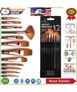 Premium 12 Brush Set - Ergonomic Design for Watercolor, Oil &amp; Acrylic Pa... - $22.57 CAD