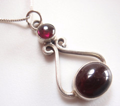 Double Garnet 925 Sterling Silver Pendant you receive exact item pictured - £5.76 GBP