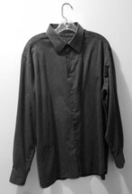 Perry Ellis Dark Gray/Blk Dotted Striped Men&#39;s Size XL Dress Shirt - 100... - $16.82