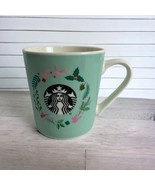 Starbuck  2019 Holiday Coffee Mug Aqua 18 oz Cup Christmas Holly Doves - £12.15 GBP