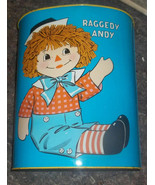 RAGGEDY ANN &amp; ANDY TIN GARBAGE TRASH BUCKET WASTE 1972 + DEINER FIGURE J... - £21.13 GBP