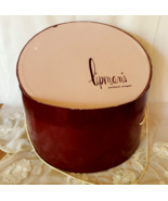 Vintage Hat Box Lipman&#39;s of Portland Large Round Pink Burgundy Cord Hand... - $65.26