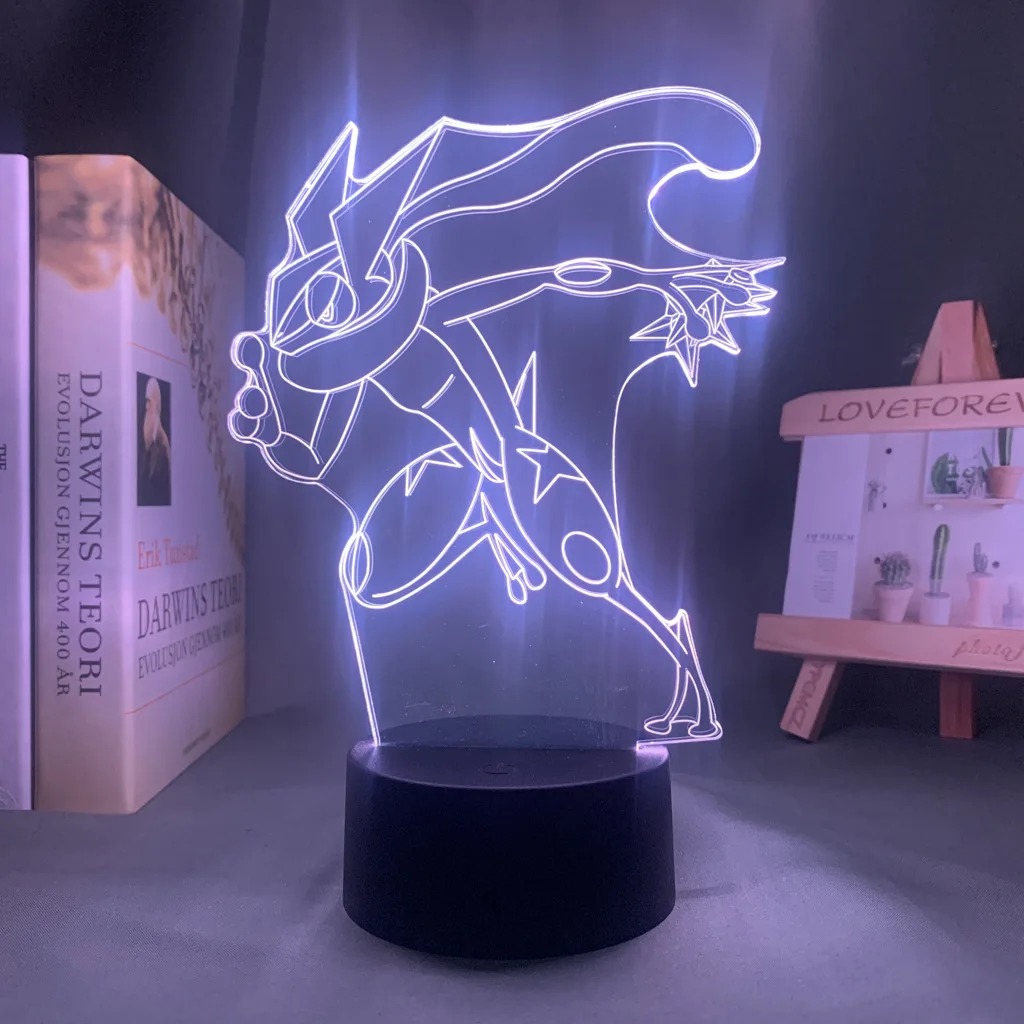 Greninja Pokemon Anime Figures 3D Led Night Light Model Toys Children Bed Room - £14.94 GBP