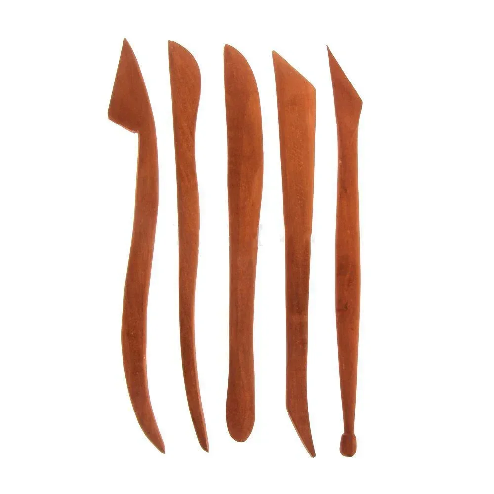 5 Pieces Big Red Clay Sculpture Wooden Knife Pottery Ceramic Molding Too... - $5.62