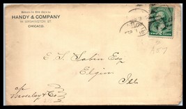 1880s US Cover - Handy &amp; Co, Chicago, Illinois to Elgin, IL U3 - £2.36 GBP