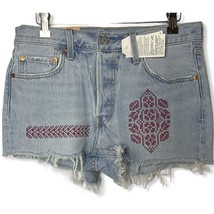 Levi&#39;s 501 cutoffs embroidered distressed size 28 new - £45.50 GBP