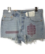 Levi&#39;s 501 cutoffs embroidered distressed size 28 new - £45.17 GBP