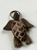 Large Carved Brown &amp; Tan Wood Wooden Sea Turtle Pendant or Charm – 2 and 3/8th’s - £8.92 GBP