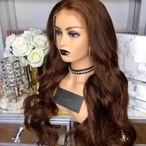 Chocolate brown human hair wavy lace front wig/Wavy brown human hair wig - £258.71 GBP+