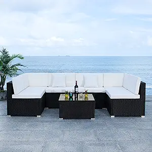 Safavieh PAT7510A-2BX Sectional Diona White Outdoor Living Patio Set, Bl... - $1,578.99