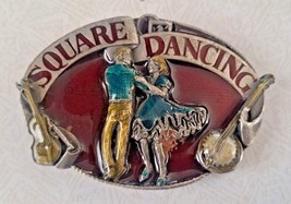 Nice Vintage Ornate Square Dancing Western Enameled Belt Buckle - $16.82
