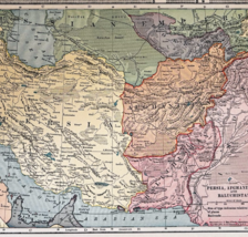 1917 Persia Afghanistan Baluchistan WW1 Era Map Atlas Of The World DWUU1B - $736.23 MXN