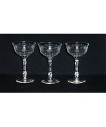 3 Vintage Depression Tall Champagne/Wine Etched Fancy Bar Glasses 6&quot; 8oz - $282.52 MXN