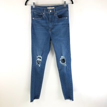 Levis Womens Jeans Mile High Super Skinny Distressed Raw Hem Medium Wash 27 - £7.75 GBP
