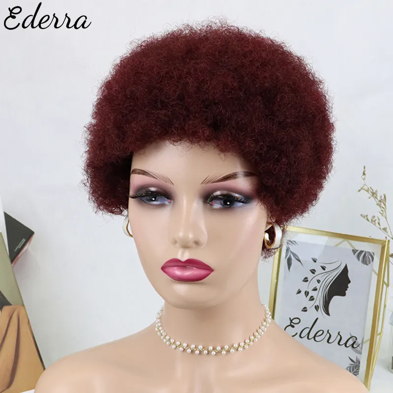 Short Hair Afro Kinky Curly Wig With Bangs Women&#39;s wigs Cosplay Wig Human Ha - £19.80 GBP+