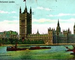 Vtg Postcard 1914 - Houses Parliament - London - Tug in Foreground - $5.89