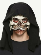 CRANIUM Half Mask Skeleton w/ Black Hood Costume Skull Ghost Zombie Sculpt Latex - £34.16 GBP