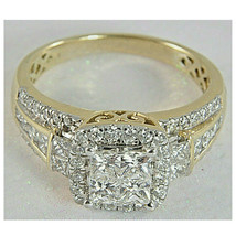 Certified Moissanite 3.25ct Princess Cut Engagement Ring 14K Yellow Gold Plated - £118.31 GBP