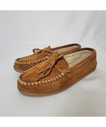 Minnetonka Moccasin Slippers Suede Leather Shoes Men Size 9 Brown 3905 L... - $495.52 MXN