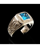 Sterling silver ring with a Beautiful Princess cut Blue CZ high polished... - $88.51 CAD