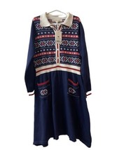 Hope and Henry Blue Knit Fair Isle Fit and Flare Dress Girls Size 10 Pat... - $18.69