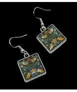 Unique STRAWBERRY THIEF EARRINGS handmade WILLIAM MORRIS gift wrapped PATTERN - $10.12