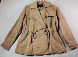 Lucky Brand Jacket Womens Size Medium Brown Cotton Pocket Collared Button Front - £34.64 GBP