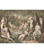 Wall Decor Poster.Room interior art design.Victorian women bath painting... - $17.10+