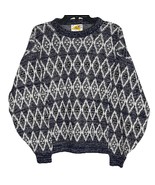 Vintage Poplar Knit Sweater Navy White Diamond Geometric Pattern Men XL ... - $464.39 MXN