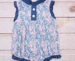 NEW Boutique Baby Girls Floral Blue Bubble Romper Jumpsuit 12-18 Months - $14.99