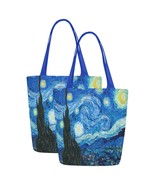 Set of TWO Starry Night Van Gogh Art Canvas Tote Bag Two Sides Printing - £23.96 GBP