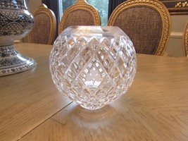 Galway Irish Crystal Rose Bowl Vase Signed Diamond Block &amp; Shamrocks 6.25&quot;H - $69.25
